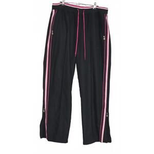 Women's Black Activewear Pants with Pink and White Stripes